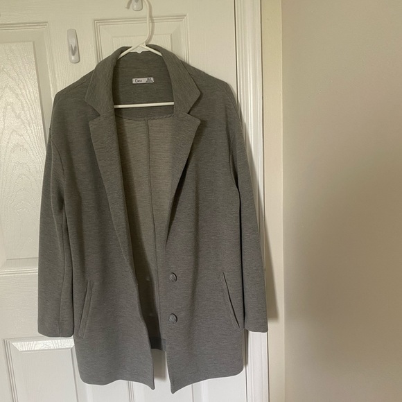 Dex Ribbed Boyfriend Blazer in Grey - Picture 3 of 7